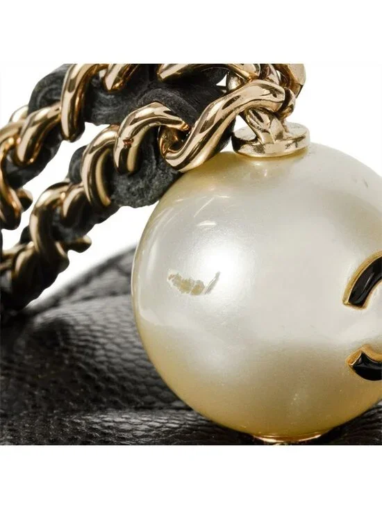 Chanel Vanity Mini Chain Pouch Caviar Leather Black 8-digit 31 st Coco Pearl - Picture 8 of 8